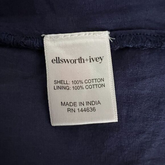 Ellsworth‎ + Ivey Dress Women Small Navy Blue Ruffle Neutral Boho Peasant Preppy - Picture 7 of 8